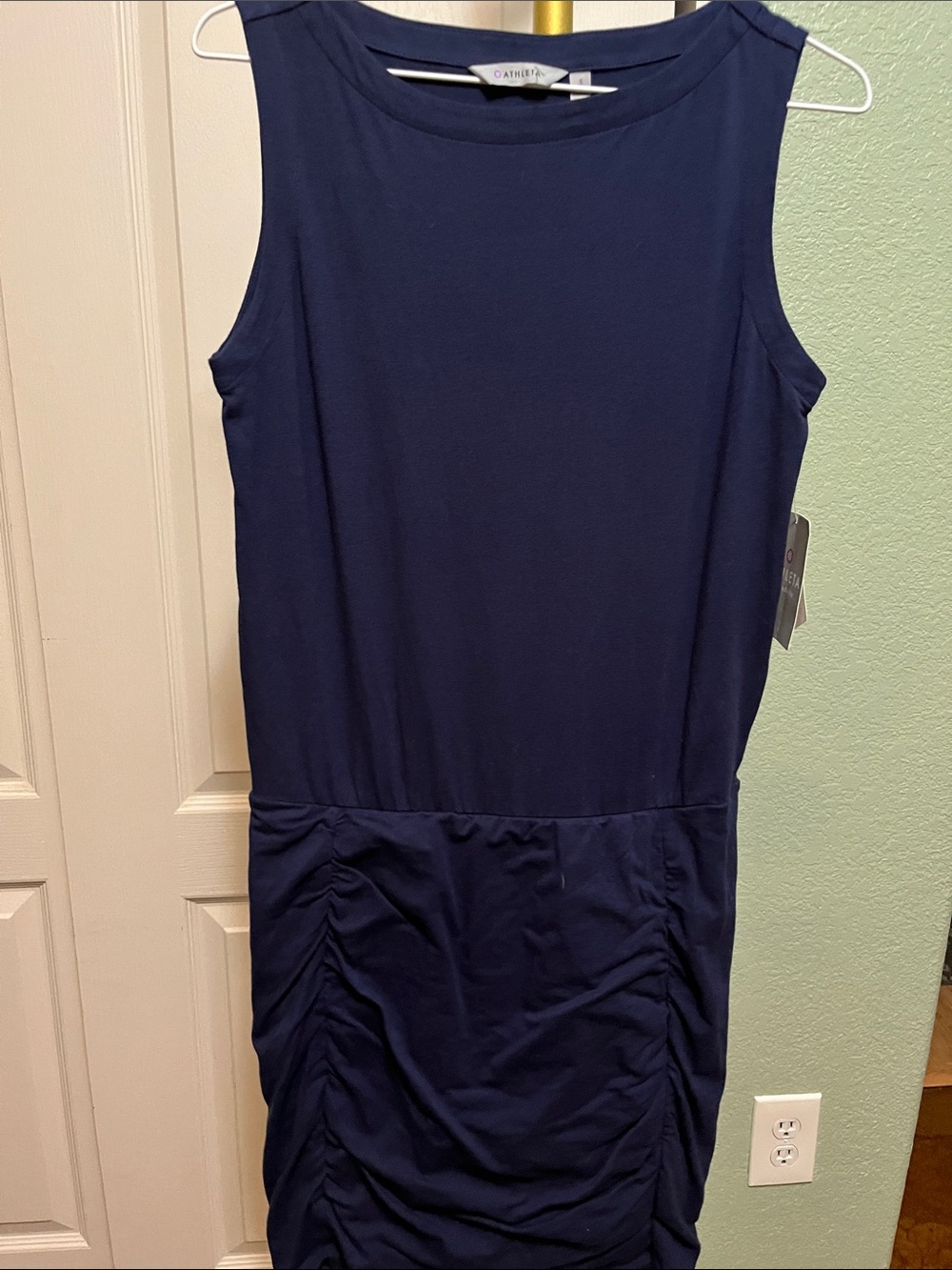 Athleta Navy Sleeveless Ruched Midi Tulip Dress NWT Size small